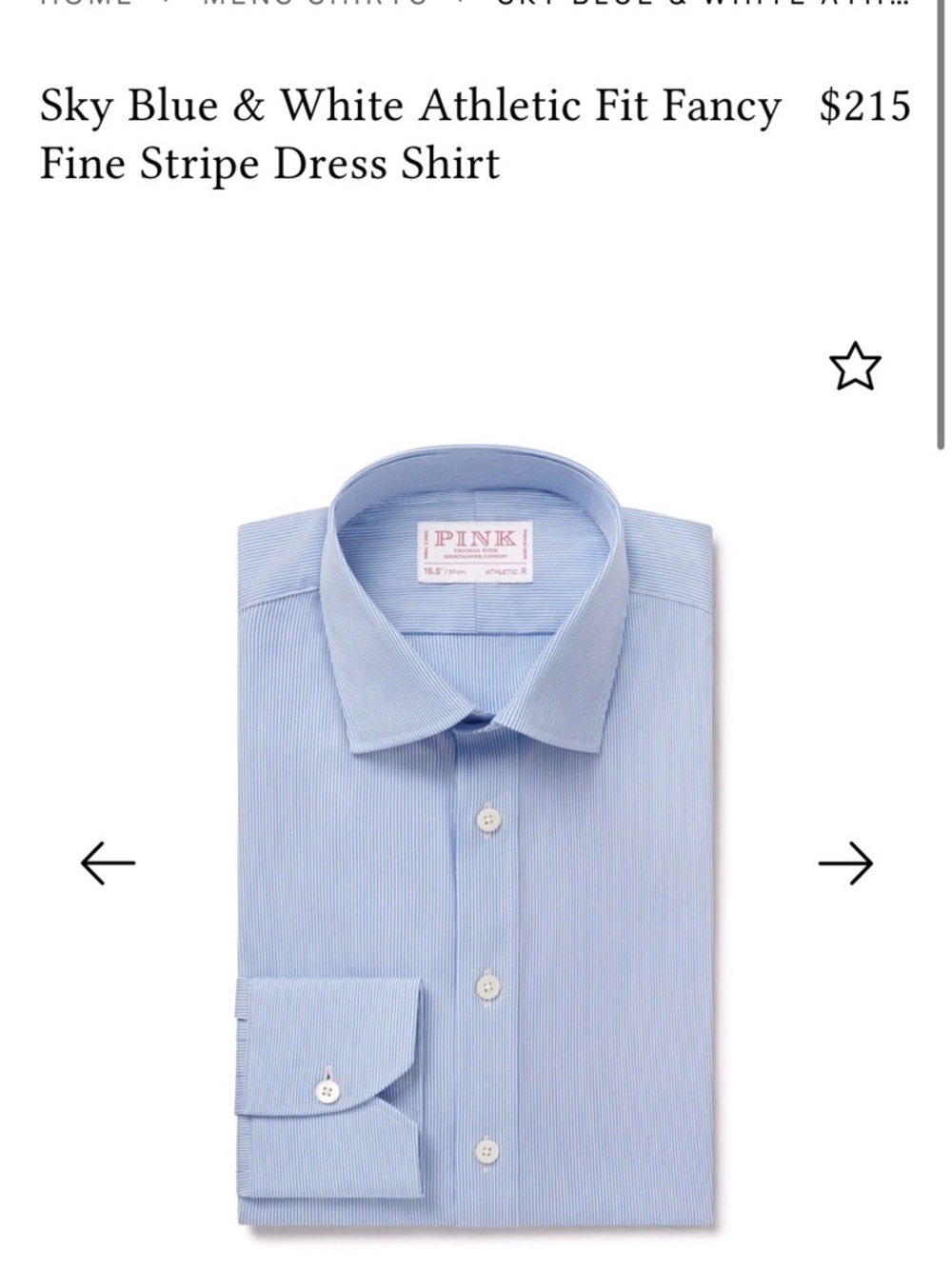 Thomas Pink Sky Blue & White Fine Stripe Dress Shirt
